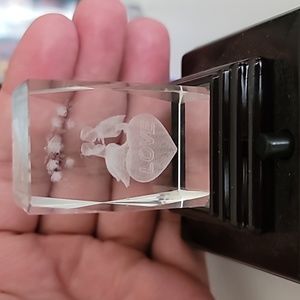 Laser etched crystal with light base